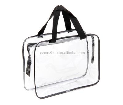 China Custom China Supplier Eva Waterproof PVC Handbag Handled Transparent Clear Travel Tote Bags for sale