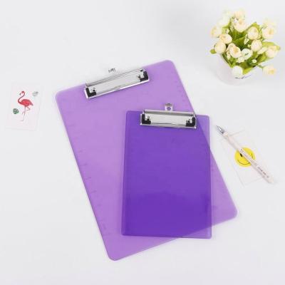 China Professional Colorful A4 Size Office Customs Office Factory Clear Plastic Clipboard With Metal Clip for sale