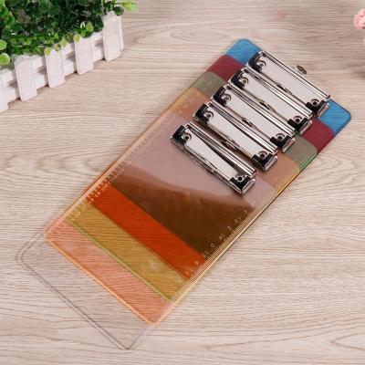 China Wholesale custom clear color A4 size office and school promotion transparent plastic clipboard with metal clip for sale