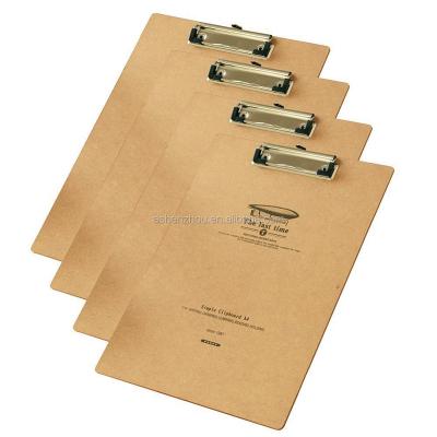 China Custom Natural Color Office and School MDF FC A3 A4 A5 Wooden Clipboard with Low Profile Metal Clip Rubber Corners Smooth Wood Surface for sale