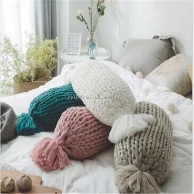 China INS JOINT handmade soffa pillow knots pillow acrylic yarn chunky yarn pillow for sale