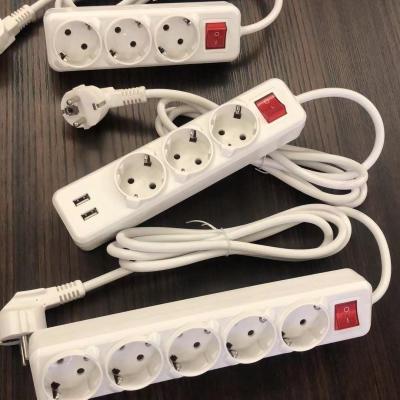 China Electrical Extension Sockets 1.8m 3m 5m Residential/General Purpose Cable, Dipswitch And Socket, German Outlet CE Power Strip for sale