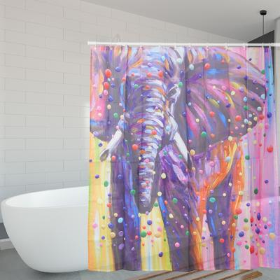 China Modern Fashion Wholesale Custom 3d Print Painted Sets Elephant Digital Printing Shower Curtain for sale