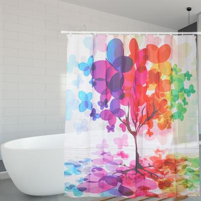 China Fashion Modern Wholesale Custom 3D Printing Water Repellent Polyester Digital Shower Curtain for sale