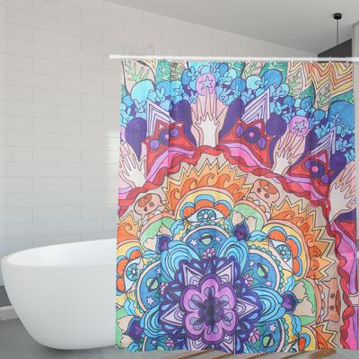 China Modern Fashion Wholesale Custom 3D Printing Polyester Custom Digital Printing Waterproof Shower Curtain for sale