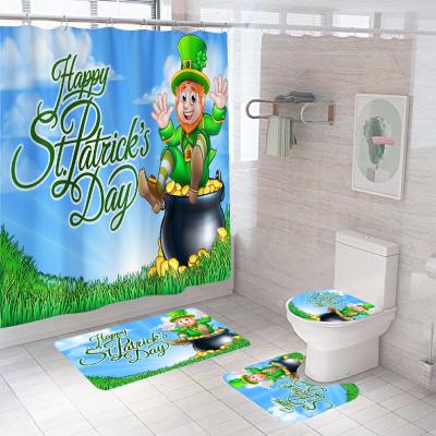 China Modern Wholesale Custom Waterproof Digital Printing 3d Polyester Shower Curtain Sets 4 Pieces for sale