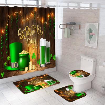 China New Trend Modern Custom Printing Fashion Digital Bathroom Sets With Shower Curtain And Covers for sale