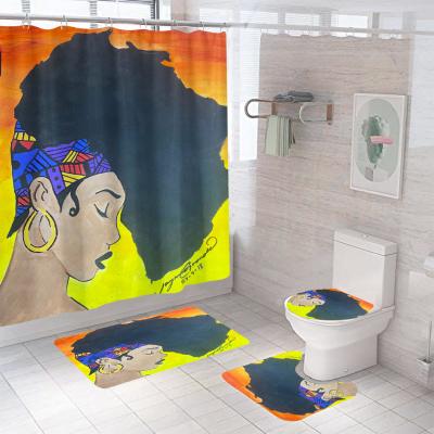 China 2022 Modern New Custom Printed Shower Curtain Set 4 Pieces Get Naked Shower Curtain Sets With Covers for sale