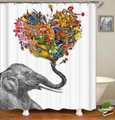 China Sustainable Animal 3D Digital Printing Polyester Home Shower Curtain for sale