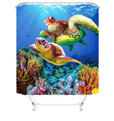 China Sustainable Wholesale 3D Digital Printing Waterproof Bathroom Shower Curtains Polyester Shower Curtain for sale