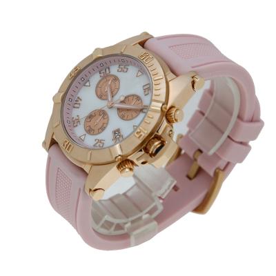 China Automatic Date Kettle Crown Stainless Steel Silicone Band Sports Style Watch For Girl for sale