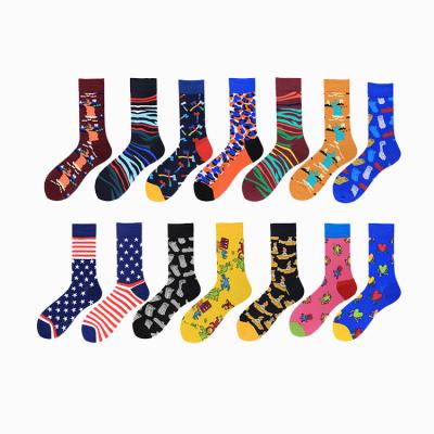 China Wholesale QUICK DRY Cotton Crew Stripe Flag Mens Fashion Happy Spring Socks for sale