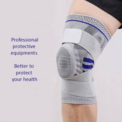 China Availavble Elastic Knee Brace Compression Sleeve Knee Wraps Patella Stabilizer With Silicone Gel Spring Support for sale