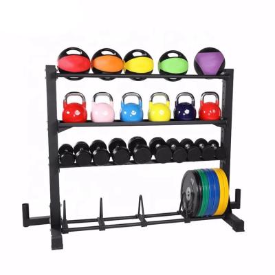 China Commercial Luxury Multifunctional Storage Rack Gym Equipment Storage Rack for Wall Ball Kettlebell Dumbbell Bumper Plate for sale