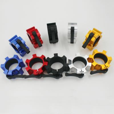 China Manufacturer Non-slip Weightlifting Barbell Bar Clamp Aluminum Barbell Collar Clamps for sale