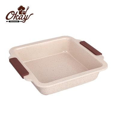 China BK-D5020 Sustainable Carbon Steel 10.5-Inch Non-Stick Square Pan / Non-Stick Bakeware Pan with Silicone Handle for sale