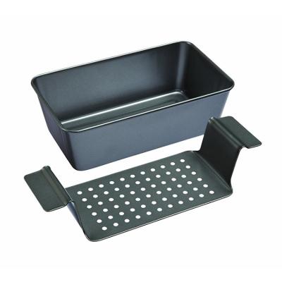 China Sustainable OK Non-Stick Healthy Meatloaf 2-Piece Set, Loaf Baking Pan with Insert, Carbon Steel Bakeware for sale