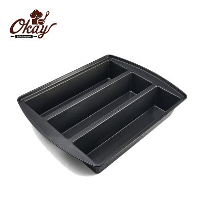 China BK-C0010 Non-Stick Professional Carbon Steel Lasagna Trio Pan Viable, Bread Loaf Box Cake Pan 12 Cup 3 by 15 by 3