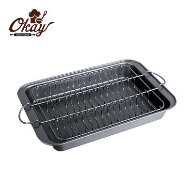 China BK-D1076 Sustainable Meatball Pan-2-In-1 Rotisserie with Removable Rack Drain Fat/Grease-Free-Non-Stick Baking Tray for Healthier Cook for sale