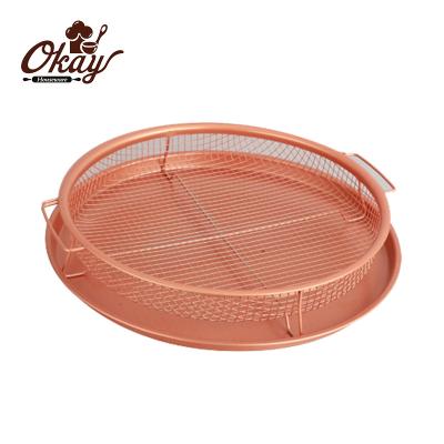 China BK-D6074A Sustainable Copper Crisper Tray, Deluxe Air Fry in Your Oven, 2-Piece Set, Pan (Round - Middle) for sale