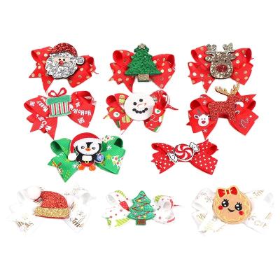 China Wholesale Cute Christmas Cartoon Hairpins Bowknot Simple Fashion Kids Hair Clips Santa Claus Snowman Hair Grips Kids for sale