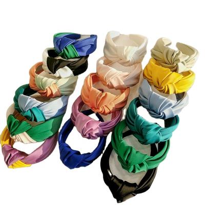 China Fashion Satin Hair Accessories Girl Headdress Multicolor Elegant Solid Tied Headbands Tied Headband For Women for sale