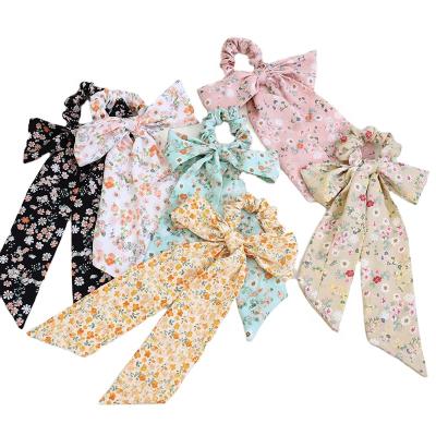 China Wholesale Soft Bowknot Long Hair Ties Elastic Hair Bands For Girls Ponytail Hair Holder Elastic Hair Scrunchies Cloth Hair Bands Soft Bowknot Elastic Hair Ties For Girls for sale