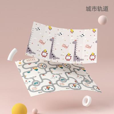 China Baby Crawling Mat Friendly Cartoon Animal Pattern Reversible Anti-Slip Double Sides Design Thicker Safe Foldable Foam Floor Baby Play Mat for sale