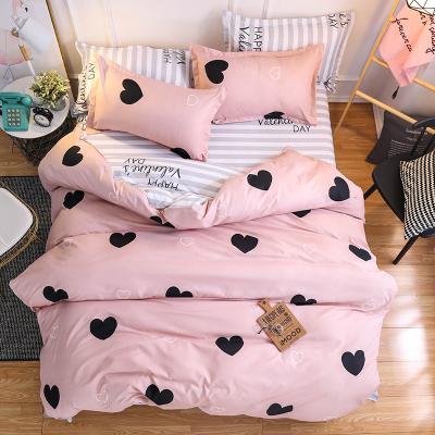 China Fantasy Nondisposable High Quality Bedding Set New Design Heart Print Duvet Cover Set Printed Bedding Set Brushed Microfiber Bedding for sale