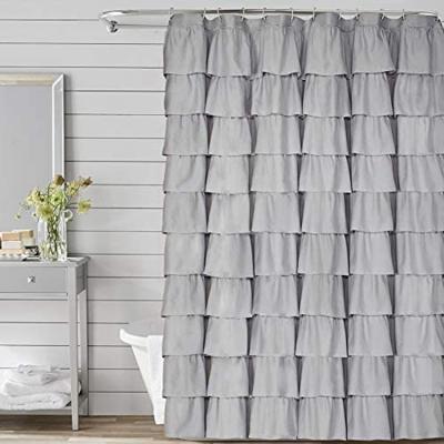 China Durable Polyester Shower Curtain Ruffle Shower Curtain Wholesale Canvas Shower Curtains for sale