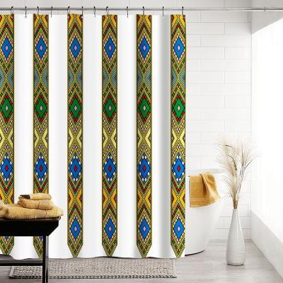 China Sustainable Hot Sale Rustic Shower Curtain Games Custom Printed Traditional Ethiopian Striped Shower Curtains for sale