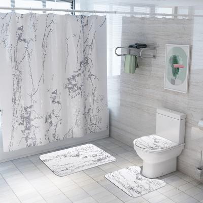 China Good Quality Sustainable Duschvorhang Chinesische Marble Bathroom Sets With Shower Curtain And Covers for sale