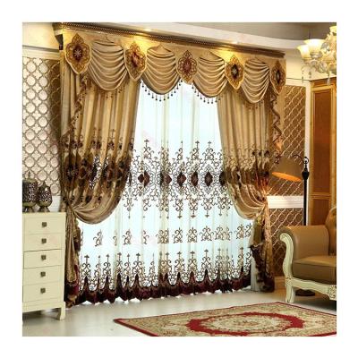 China Luxury European Blackout Embroidery Ready Made Window Curtains For Living Room With Drapery for sale