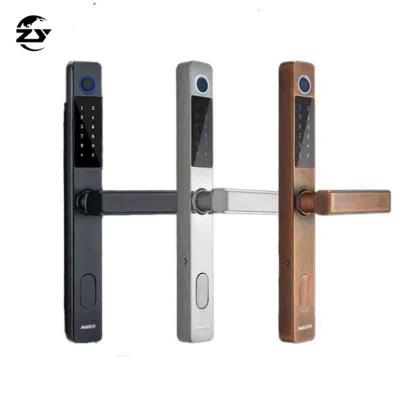 China Multifunctional Cost-effective Waterproof Zinc Alloy Patio Door Security Smart Door Lock Sliding Digital Fingerprint Glass Door Lock with APP for sale