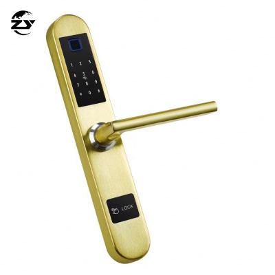 China Ttlock Zinc Alloy Direct Remote Control Gold Handle Lock Digital Fingerprint APP Factory Supply Smart Locks For Aluminum Sliding Doors for sale