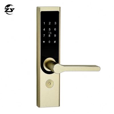 China Wholesale Hot Sale Aluminum Alloy Lock Smart Door Handle Security Ttlock Ble App Door Lock Custom Electronic Card Smart Lock For Hotel Room for sale