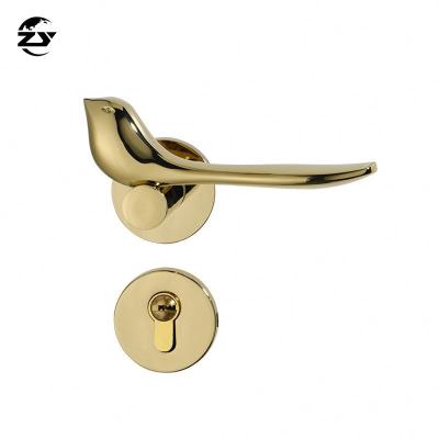 China China Factory Big Door Locks Good Price Household Interior Square Rosette Lever Door Locks With Bird Tube Handle Gold Entry Handles for sale