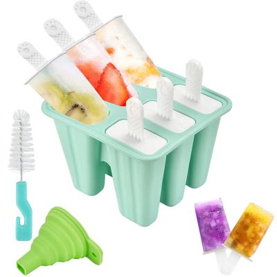 China BHD BPA Free Viable Dishwasher Safe Set of 6 Pieces Reusable Easy Release Silicone Ice Cream Popsicle Molds for sale