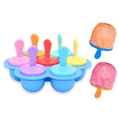 China 2021 New Kids Silicone Ice Popsicle Mold Viable Baby Free Fruitsicle Multicolor Fresh Frozen Pop Tray for sale