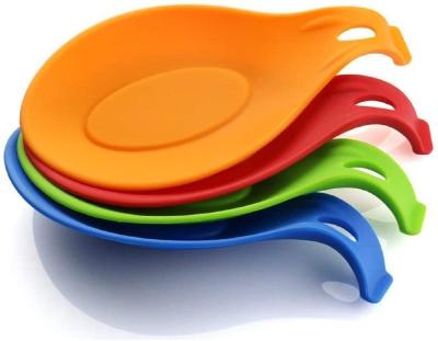 China Viable BHD BPA Free Food Grade Silicone Spoon Rest Kitchen Utensil Rest Pocket Spoon Holder For Cooking Spatula Brush for sale