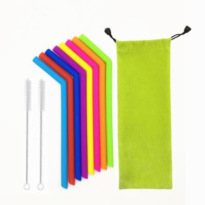 China Custom Wholesale Disposable Logo BPA Free Colorful Reusable Silicone Drinking Straws With Case for sale