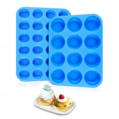 China 12 Cups Sustainable Silicone Muffin Roll Pan Non Stick Cupcake Pan Regular Size Silicone Mold Free Muffin Tray for sale