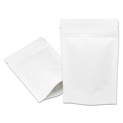 China Recyclable In Stock White Kraft Paper Food Packaging Bag With Zipper Wholesale for sale