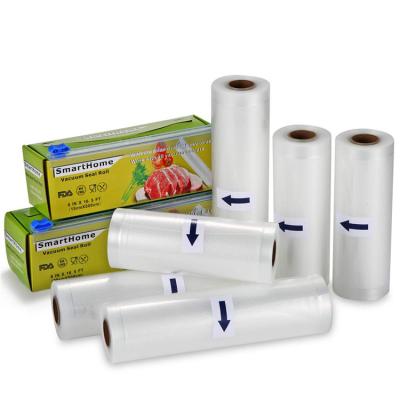 China Food Packaging Embossed Vacuum Sealer Plastic Packaging Film Bag Rolls Shrink Nylon Folding Vacuum Sealer Rolls for sale