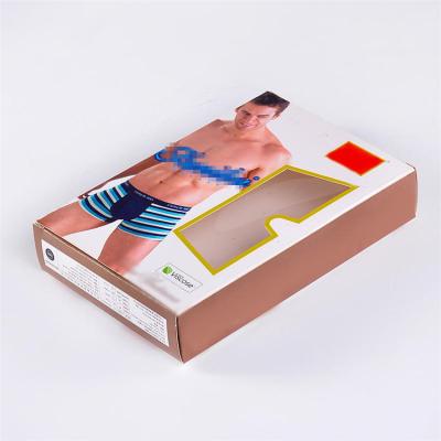 China Eco Friendly Recycled Materials Paperpacking Kraft Paper Boxes Window Women Underwear Packaging Box for sale