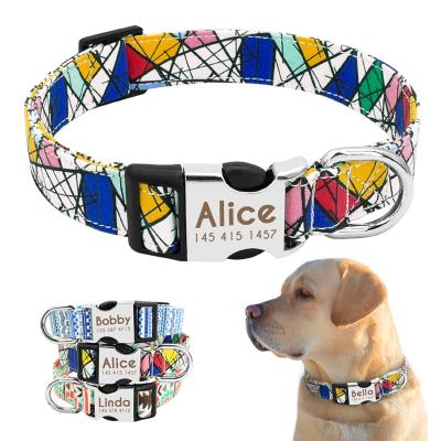 China Viable Customizable Nylon Dog Collar Personalized Pet Collar Engraved Tag Nameplate Collares Para Perros for sale