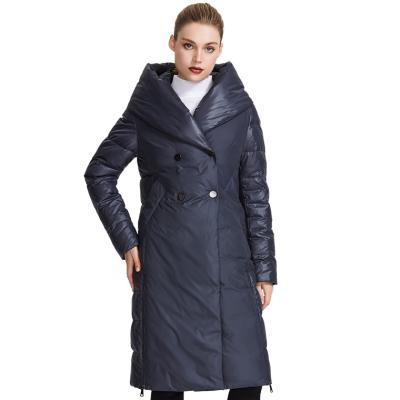 China MIEGOFCE Hot Sale Hooded V-Neck Women's Anti-Wrinkle Patchwork Long Jackets Coats Turn Down Collar Parkas Plus Size Clothing Coat Long for sale