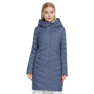 China New MIEGOFCE Breathable Durable Anti-Shrink Windproof Quilted Fall Winter Parka Hooded Diagonal Quilted Jacket Lightweight Padded Casual Zipper Long Autumn Coat For Lady for sale