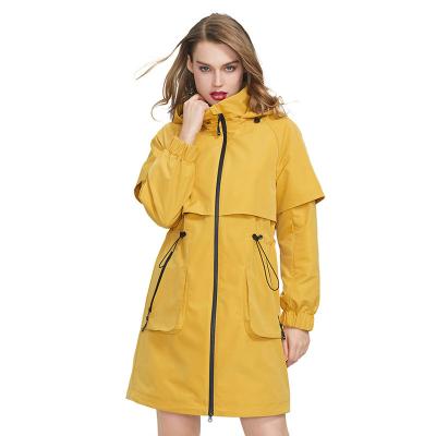 China New MIEGOFCE Spring Waterproof Women Coat Jacket Anorak Fashion Loose Mid Length Fitted Zipper Pockets Fashion Windproof Classic Pattern for sale