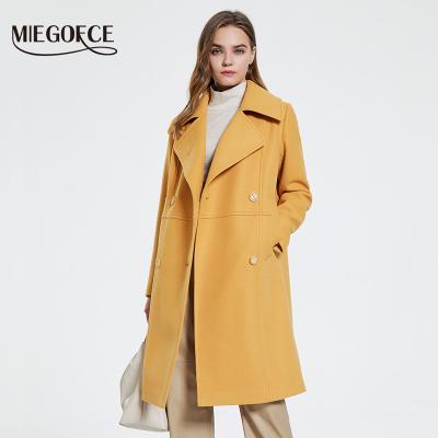 China 2021 MIEGOFCE Anti-wrinkle autumn winter fashion ladies wool coat jacket women long blend casual female double breasted coat overcoat for sale